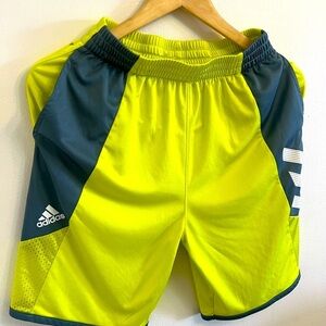 Adidas Bright Yellow and Dark Gray Sports Shorts